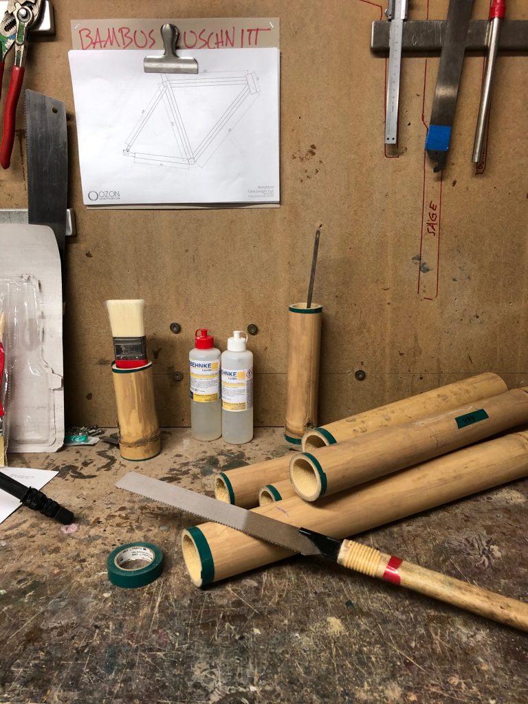 zugeschnittene Bambusrohre für mein Rafa Bambusrad
